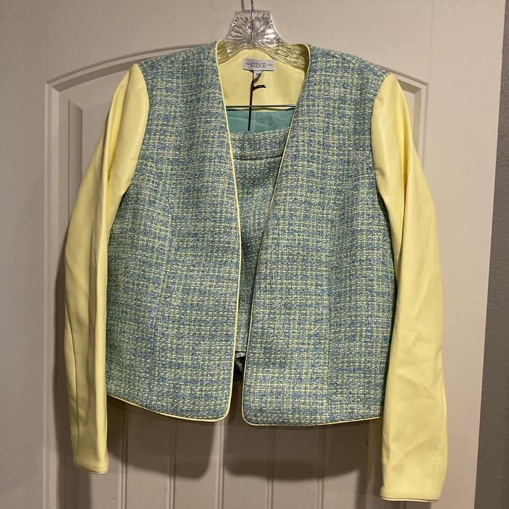 111. S’Edge Yellow and Blue Tweed Vegan Set, Size Medium